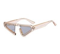 JRLLFD Dreieckige Cat-Eye-Sonnenbrille für Damen und Herren, Retro-Hip-Hop-Sonnenbrille, UV400, Champagnergrau, Einheitsgröße