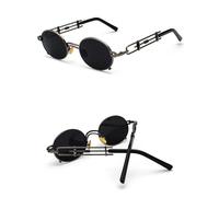 JRLLFD Herren-Sonnenbrille aus Metall mit ovalem Rahmen, Steampunk-Gothic-Sonnenbrille, Retro-Sonnenbrille, 7, Einheitsgröße