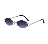 JRLLFD Kleine Rahmen Sechseck Randlose Sonnenbrille Frauen Retro Sonnenbrille Für Männer Metall Vintage Rhombus Eyewear Shades,6,Einheitsgröße