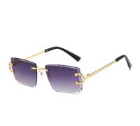 JRLLFD Modische Sonnenbrillen, Vintage, für Damen und Herren, rahmenlos, randlos, Retro, Luxusbrille, UV400 (Einheitsgröße/Gold, Farbverlauf Grau)