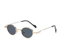JRLLFD Ovale Brille im Retro-Metallrahmen für Damen, modische Sonnenbrille mit klaren Ozeangläsern, UV400-Schutz, Punk-Brille für Herren (Einheitsgröße/5)