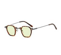 JRLLFD Quadratische runde Sonnenbrille für Herren und Damen, Retro-Steam-Punk-Farbverlaufsbrille, klare Gläser, Vintage-Fahrbrille, Leopardengelb, Einheitsgröße