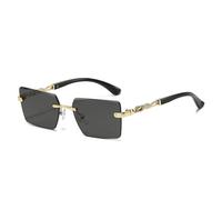 JRLLFD Randlose Sonnenbrille, rechteckig, für Damen und Herren, kleine quadratische Sonnenbrille für den Sommer, Schwarz/Grau, Einheitsgröße