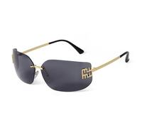 JRLLFD Rechteckige, gebogene, randlose Sonnenbrille für Damen und Herren, Metallnieten, graue Farbverlaufsgläser, Sonnenbrillen, UV400, C1 Schwarz, Einheitsgröße