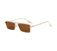 JRLLFD Rechteckige Sonnenbrille, stilvoll, schmal, kleiner Rahmen, UV400-Schutz für den Außenbereich, für Damen und Herren (Einheitsgröße/Goldbraun)