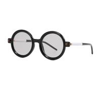 JRLLFD Runde Sonnenbrille für Damen, Retro, Herren, Brillengestell, Vintage, Autofahrer-Sonnenbrille, klare Gläser, UV400, Schwarz, Hellgrau, Einheitsgröße