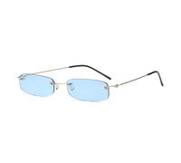 JRLLFD Schmale Sonnenbrille für Herren, randlos, für den Sommer, Rot, Blau, Schwarz, rechteckig, für Damen, kleines Gesicht, 2, Einheitsgröße