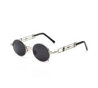 JRLLFD Sonnenbrille aus Metall, kleine runde Brille, Retro, runde Streampunk-Sonnenbrille für Herren und Damen, 1, Einheitsgröße
