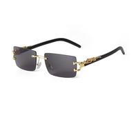 JRLLFD Sonnenbrille mit Geparden-Dekoration, randlos, rechteckig, für Damen und Herren, Retro-Sonnenbrille, UV400, Leoparden-Sonnenbrille, Farbverlaufslinse, C1, Einheitsgröße