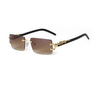 JRLLFD Sonnenbrille mit Geparden-Dekoration, randlos, rechteckig, für Damen und Herren, Retro-Sonnenbrille, UV400, Leoparden-Sonnenbrille, Farbverlaufsgläser, C2, Einheitsgröße