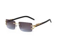 JRLLFD Sonnenbrille mit Geparden-Dekoration, randlos, rechteckig, für Damen und Herren, Retro-Sonnenbrille, UV400, Leoparden-Sonnenbrille, Farbverlaufsgläser, C7, Einheitsgröße
