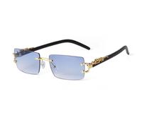 JRLLFD Sonnenbrille mit Geparden-Dekoration, randlos, rechteckig, für Damen und Herren, Retro-Sonnenbrille, UV400, Leoparden-Sonnenbrille, Farbverlaufsgläser, C4, Einheitsgröße