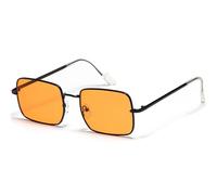 JRLLFD Sonnenbrille mit kleinem Metallrahmen für Damen und Herren, modische Sonnenschutz-Sonnenbrille, UV400 (Einheitsgröße/Schwarz-Orange)