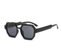 JRLLFD Sonnenbrille Retro Damen Polygon Quadrat Sonnenbrille Blau Lila Herren Sonnenbrille UV400,Schwarz Grau,Einheitsgröße