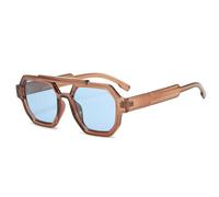 JRLLFD Sonnenbrille Retro Damen Polygon Quadrat Sonnenbrille Blau Lila Herren Sonnenbrille UV400,TeaBlue,Einheitsgröße