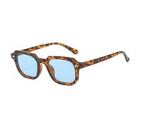 JRLLFD Vintage Sonnenbrille mit Schildpatt-Nieten, rechteckig, für Damen und Herren, quadratische Sonnenbrille mit blauen Gläsern, C4, Einheitsgröße