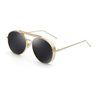 JRLLFD Vintage Steampunk Sonnenbrille Herren Damen Goldrahmen Spiegelgläser Sonnenbrille Damen Sonnenbrillen, C2 GOLD GRAU, Einheitsgröße