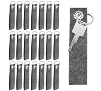JRSHIRLEYLTD 21 Stück Filz Schlüsselanhänger mit Edelstahl Ring für DIY Dekoration Handwerk Schlüsselanhänger zum Selber Machen Rohling für Taschen Auto Basteln, 13 x 3 cm, Grau