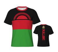 JSCWDET Flagge Von Malawi Druck Kurzarm Sommer Rundhals Oberteil Basic Freizeit Tops Geometrisches Sonnendesign Patriotisches Sportshirt Gym Fitness Funktionsshirt S-6Xl