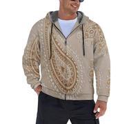JSCWDET Sweatjacke Herren Mit Kapuze Paisley-Stil Zip Hoodie Wunderschöne Florale Elemente Winter Übergangsjacke Kapuzenjacke Mit Reißverschluss S-5Xl Oversized Sweatshirt
