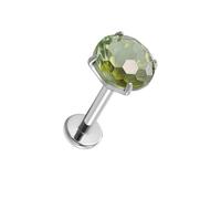 JSDDE 2Stk Labret Piercing Studs F136 Titan Ohrstecker mit 6mm facettiert Zirkonia Helix Piercings Silber Knorpel Tragus Piercing Conch Ohrpiercing 1.2mm/16ga (Grün)