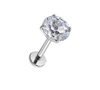 JSDDE 2Stk Labret Piercing Studs F136 Titan Ohrstecker mit 6mm facettiert Zirkonia Helix Piercings Silber Knorpel Tragus Piercing Conch Ohrpiercing 1.2mm/16ga (Weiß)