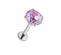 JSDDE 2Stk Labret Piercing Studs F136 Titan Ohrstecker mit 6mm facettiert Zirkonia Helix Piercings Silber Knorpel Tragus Piercing Conch Ohrpiercing 1.2mm/16ga (Farbverlauf)