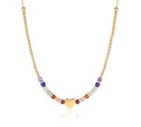 JSDDE 7 Chakra Kette Damen Kette Edelstein Heilstein Perlenkette mit kleiner Herz Kristall Halskette Glückskette Reiki Heilung Talisman spirituelle Schmuck für Damen Frauen