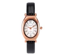 JSDDE Damen Armbanduhr Lederband Damenuhr Arabische Ziffern Oval-Zifferblatt Analoges Quarzwerk Alltagsuhr Lässig Quarzuhr Kleideruhr für Damen Frauen (Schwarz)