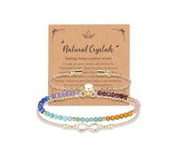 JSDDE Damen Perlenarmband mit Infinity Symbol Echte Edelsteine Armband Damen Armband Talisman Glücksbringer spirituellen Schmuck für Damen Frauen (7 Chakra)