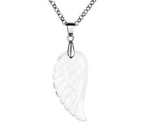 JSDDE Edelstein Charm-Anhänger Reiki Healing Stein Carved Flügel Engelsflügel Anhänger Halskette Glückbringer Pendant Bergkristall