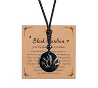 JSDDE Natürliche Obsidian Kette 25mm Lotus Blume Anhänger Halskette Amulett Glücksbringer Schmuck für Damen Herren, spirituelle Geschenk