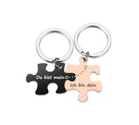 JSDDE Pärchen Schlüsselanhänger mit Gravur Du bist mein, Ich bin dein Süße Puzzle Anhänger mit Creative Design Keychain Schlüsselringe Schlüsselbund Geschenk für Paar Freunde Papa Mama Familie