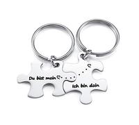 JSDDE Pärchen Schlüsselanhänger mit Gravur Du bist mein, Ich bin dein Süße Puzzle Anhänger mit Creative Design Keychain Schlüsselringe Schlüsselbund Geschenk für Paar Freunde Papa Mama Familie