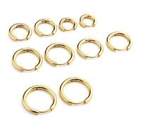 JSDDE Piercing 10 Stücke Set Chirurgenstahl Creolen Ohrringe Hoop Ring Septum Tragus Helix Ohrpiercing Huggie Kreolen Ohrringe Fake Klemmring Nasenring 8-16mm (Gold)
