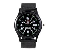 JSDDE Quarzuhr für Herren, 41 mm, rundes Zifferblatt, Schwarz oder Weiß, 24 Stunden, arabische Ziffern, mit Kalender, Sportuhr aus Nylon, für Jungen, Analog, Quartz-Uhr, Schwarz