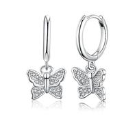 JSGEMSLEE Creolen Silber 925 für Damen Hypoallergen Klein Ohrringe Creolen mit Herz Kreuz Stern Schmetterlings Spike Anhänger Ohrringe Silber 925 für Mädchen Damen Schmuckgeschenke