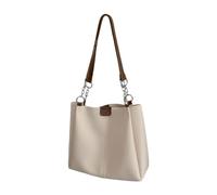 JSGHGDF Mädchen-Umhängetasche, Damentasche, große Kapazität, Handtaschen, Studenten, Pendler, modische Damen-Einkaufstasche aus PU-Leder, Weiß und Braun