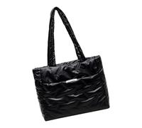 JSGHGDF Puffer Toted Bag Handtaschen mit Reißverschluss Shopping gesteppte Schultertasche mit Fächern für Reisen Arbeit Laptop Taschen gesteppte Schultertasche Tote Handtasche, Schwarz , One Size