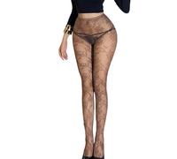 JSGHGDF Süße Netzstrumpfhose mit Blumenmuster, bequem, atmungsaktiv, Nylongewebe, elastisch, für Damen, modisch, atmungsaktiv, braun, Einheitsgröße