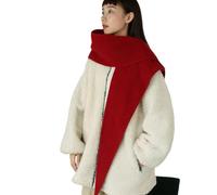 JSGHGDF Winterschal aus Wolle für Damen, dreieckiger Schal, weich, übergroßes Design, kalte Abdeckung, bequemer Hals, Unisex, Schal, kaltes Wetter, rot, One size