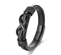 JSNOM Armband Herren Lederarmband Geschenke: Geflochten Leder Weihnachten Vatertag Valentinstag Geburtstagsgeschenk Liebesgeschenke Schmuck Geschenk Armbänder für Männer (Schwarz, L-9.0inch)