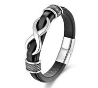 JSNOM Armband Herren Lederarmband Geschenke: Geflochten Leder Weihnachten Vatertag Valentinstag Geburtstagsgeschenk Liebesgeschenke Schmuck Geschenk Armbänder für Männer (Silber, L-9.0inch)