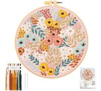 JSRQT Gestempeltes Stickerei Set mit Blumen und Pflanzen Muster, DIY Blume Kunst Handwerk Kreuzstich Set,Flower Embroidery Starter Kit für Anfänger Erwachsene