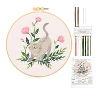 JSRQT Katze Gestempeltes Stickerei Set,DIY Kunst Handwerk Kreuzstich Set,Embroidery Starter Kit für Anfänger Erwachsene