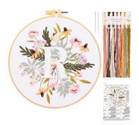 JSRQT Stickerei Starter Set Buchstabe L, Blumen Stickset Anfänger für Erwachsene, Handgefertigtes Kreuzstich Stickset mit Stickwerkzeug, einschließlich Stickrahmen Nadel und Fäden, für Heimdekoration