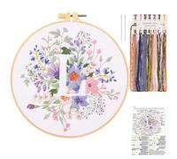 JSRQT Stickerei Starter Set Buchstabe L, Blumen Stickset Anfänger für Erwachsene, Handgefertigtes Kreuzstich Stickset mit Stickwerkzeug, einschließlich Stickrahmen Nadel und Fäden, für Heimdekoration