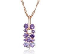 jtkhaweh Classic Crystal Flower Pendant Necklace for Women Purple Natural Zircon Vintage H1695-Purple