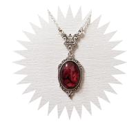 jtkhaweh Classic Gothic Blood Red Charm Necklace Oval Pendant Necklace for Women Vintage S2