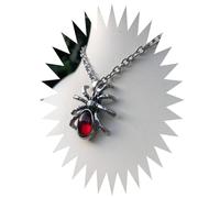 jtkhaweh Classic Gothic Red Crystal Cute Spider Pendant Necklace Punk Rock Vintage 图片色